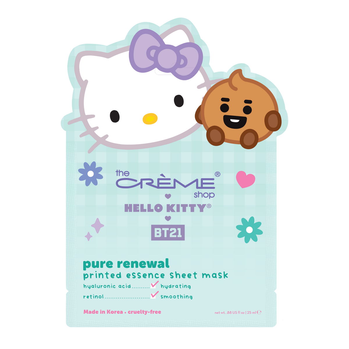Hello Kitty &amp; BT21 Pure Renewal Printed Essence Sheet Mask Beauty The Crème Shop   