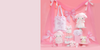 Lady My Melody Collection displayed against a pink background with bows, lace, and frills.