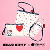 Hello Kitty x LeSportsac product set on a pink background.