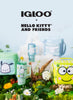 Collection of Igloo and Hello Kitty and Friends products on a decorative background with plants and flowers.