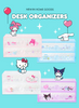 Desk organizers with Sanrio characters on a blue background.