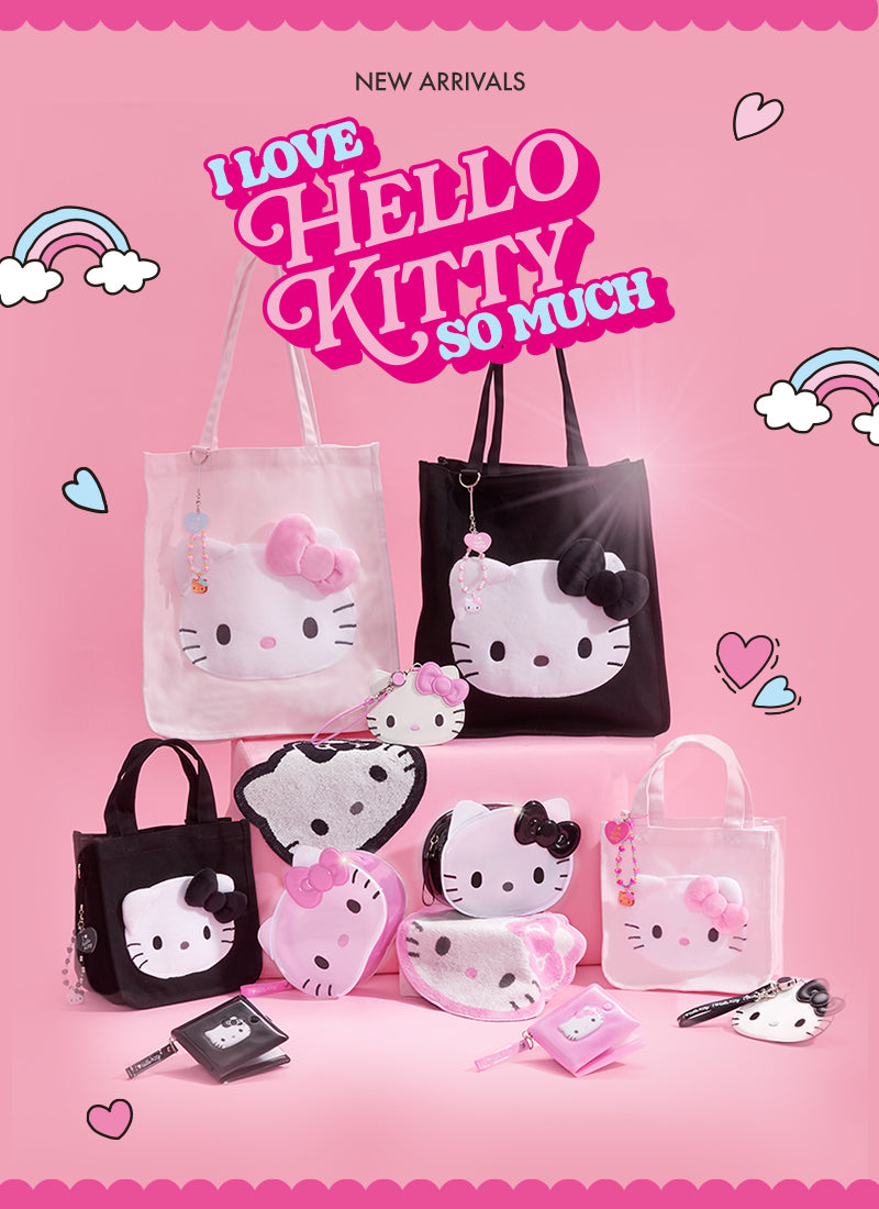 Image of the I Love Hello Kitty Series Bags  and Accessories. 