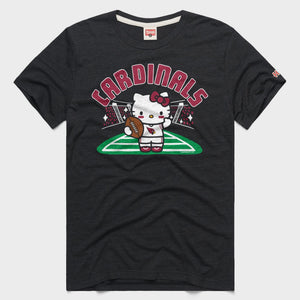 Hello Kitty x Arizona Cardinals Football Tee (Adult- Unisex) Apparel HOMAGE Charcoal XS