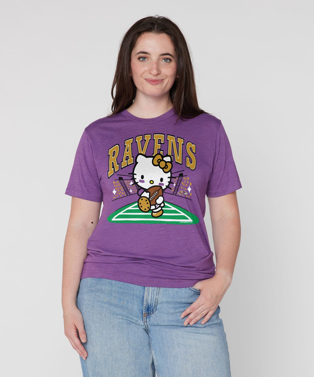 Hello Kitty x Baltimore Ravens Rush Tee (Adult- Unisex) Apparel HOMAGE