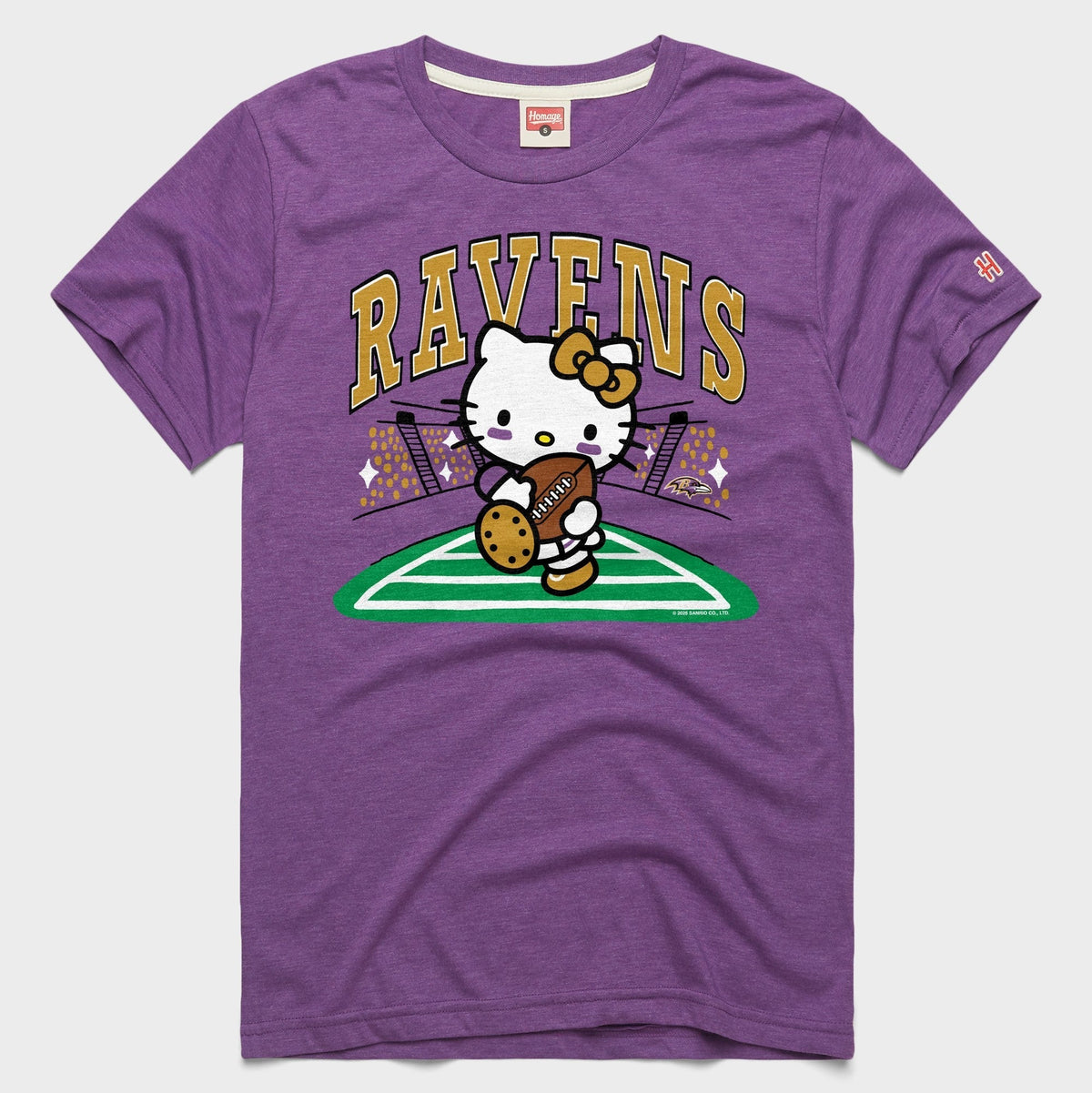 Hello Kitty x Baltimore Ravens Rush Tee (Adult- Unisex) Apparel HOMAGE Royal Purple XS