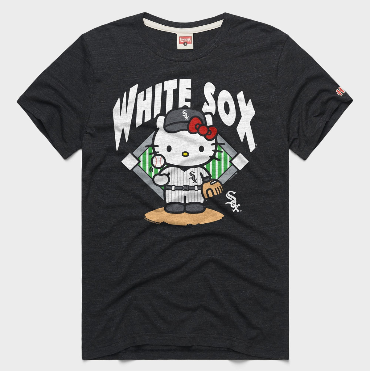 Hello Kitty x Chicago White Sox Toss Tee (Adult- Unisex) Apparel HOMAGE Charcoal XS