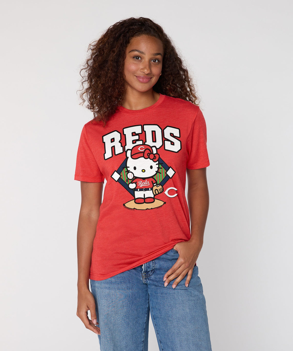 Hello Kitty x Cincinnati Reds Toss Tee (Adult- Unisex) Apparel HOMAGE