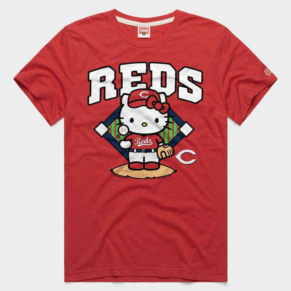 Hello Kitty x Cincinnati Reds Toss Tee (Adult- Unisex) Apparel HOMAGE Red XS