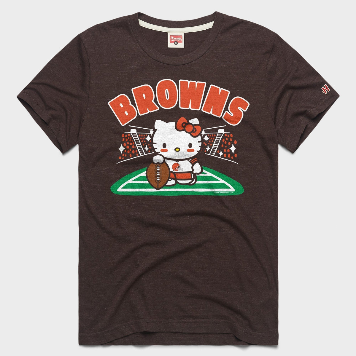 Hello Kitty x Cleveland Browns Holder Tee (Adult- Unisex) Apparel HOMAGE Brown XS