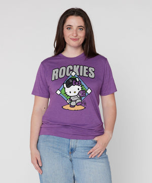 Hello Kitty x Colorado Rockies Throw Tee (Adult- Unisex) Apparel HOMAGE