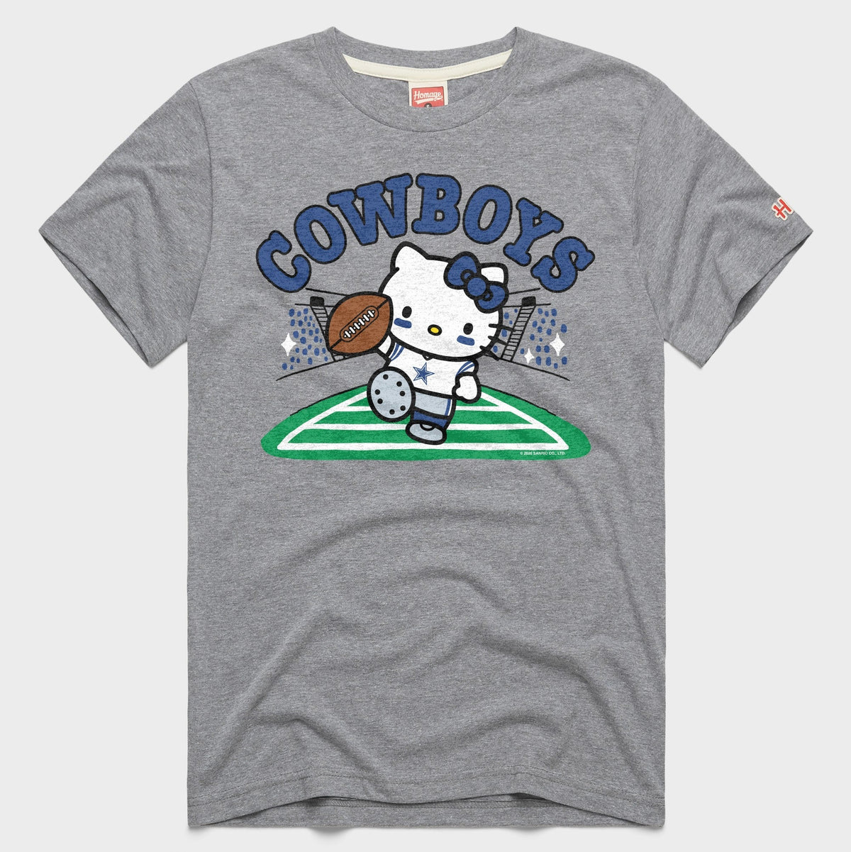 Hello Kitty x Dallas Cowboys Touchdown Tee (Adult- Unisex) Apparel HOMAGE Grey XS