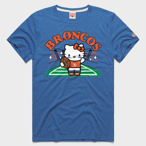 Hello Kitty x Denver Broncos Retro Football Tee (Adult- Unisex) Apparel HOMAGE Royal Blue XS