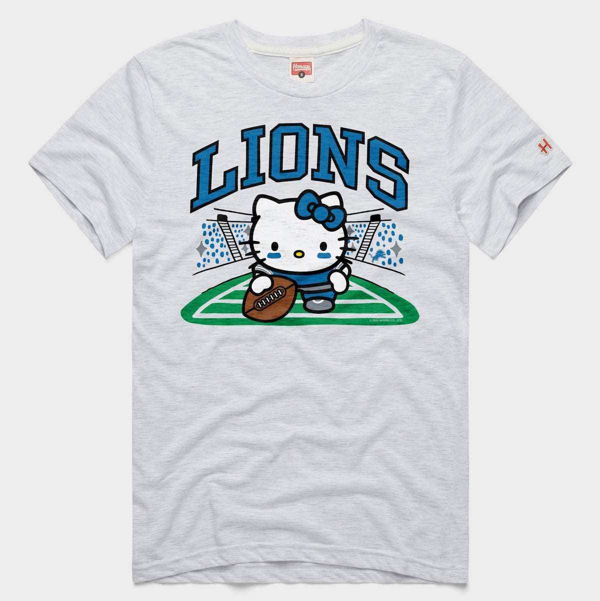 Hello Kitty x Detroit Lions Snap Tee (Adult- Unisex) Apparel HOMAGE Ash XS