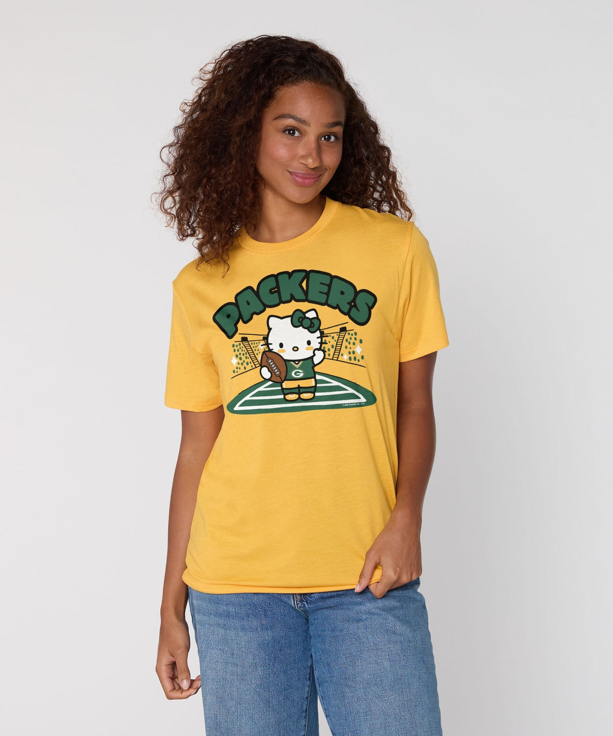 Hello Kitty x Green Bay Packers Football Tee (Adult- Unisex) Apparel HOMAGE
