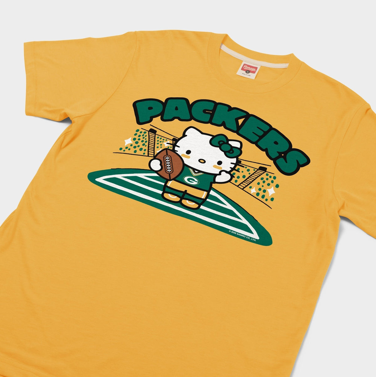 Hello Kitty x Green Bay Packers Football Tee (Adult- Unisex) Apparel HOMAGE