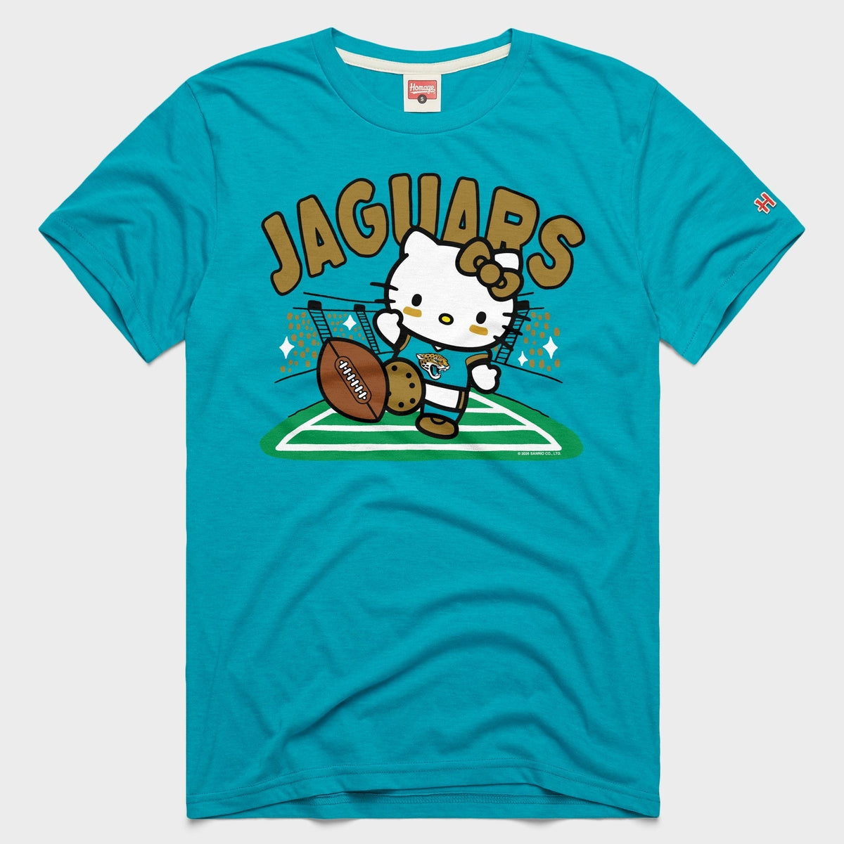 Hello Kitty x Jacksonville Jaguars Kickoff Tee (Adult- Unisex) Apparel HOMAGE Teal XS