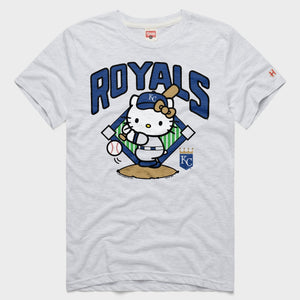 Hello Kitty x Kansas City Royals Swing Tee (Adult- Unisex) Apparel HOMAGE Ash XS