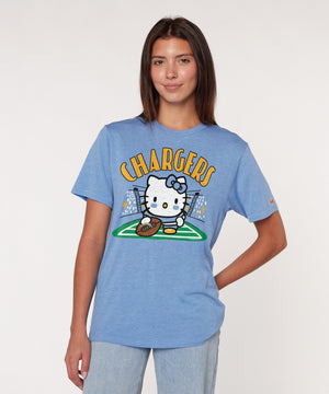 Hello Kitty x Los Angeles Chargers Snap Tee (Adult- Unisex) Apparel HOMAGE