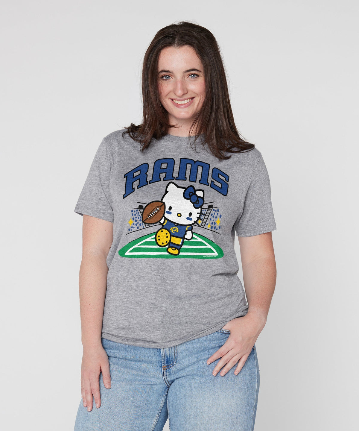 Hello Kitty x Los Angeles Rams Touchdown Tee (Adult- Unisex) Apparel HOMAGE