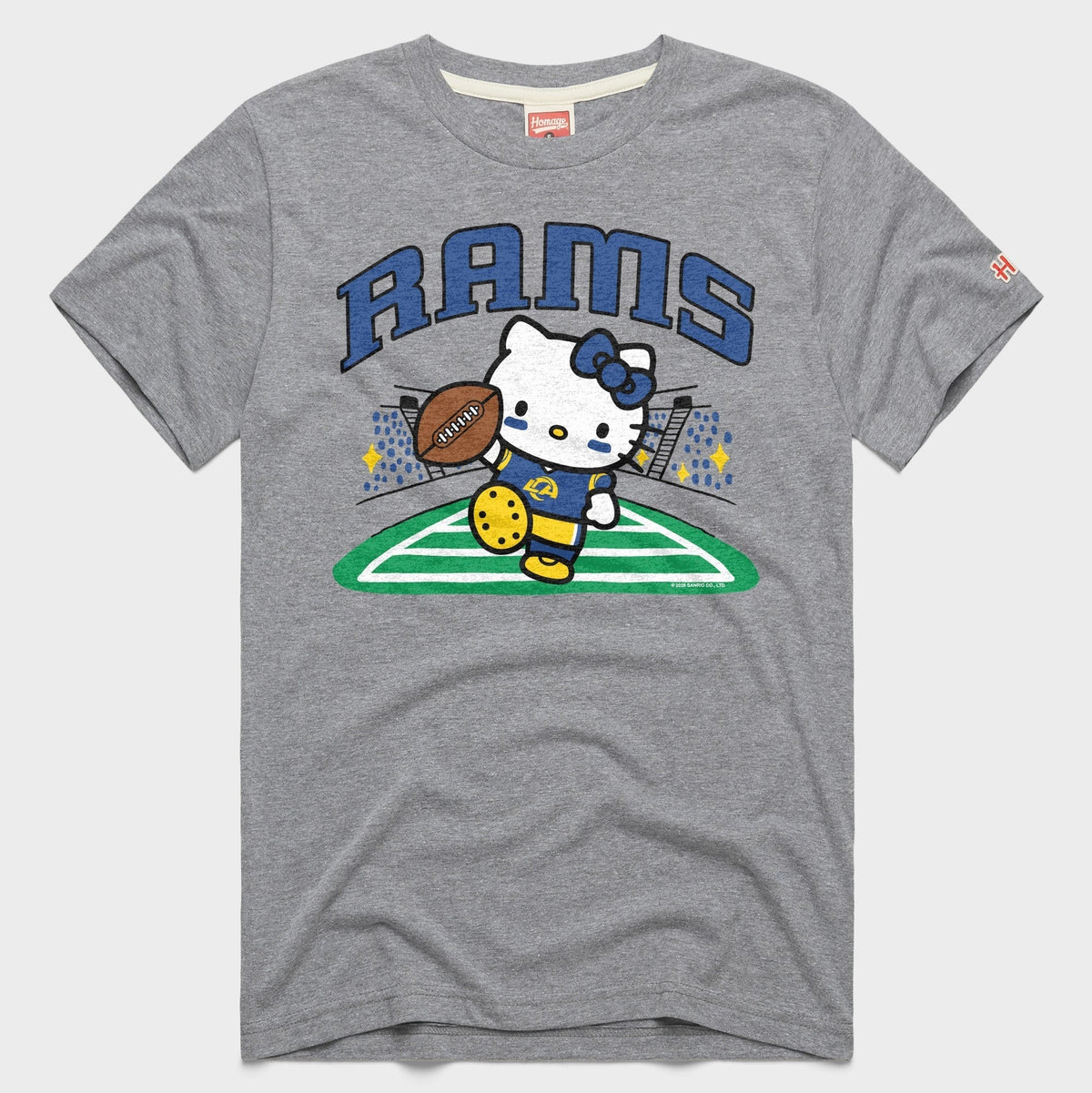 Hello Kitty x Los Angeles Rams Touchdown Tee (Adult- Unisex) Apparel HOMAGE Grey XS