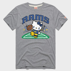 Hello Kitty x Los Angeles Rams Touchdown Tee (Adult- Unisex) Apparel HOMAGE Grey XS