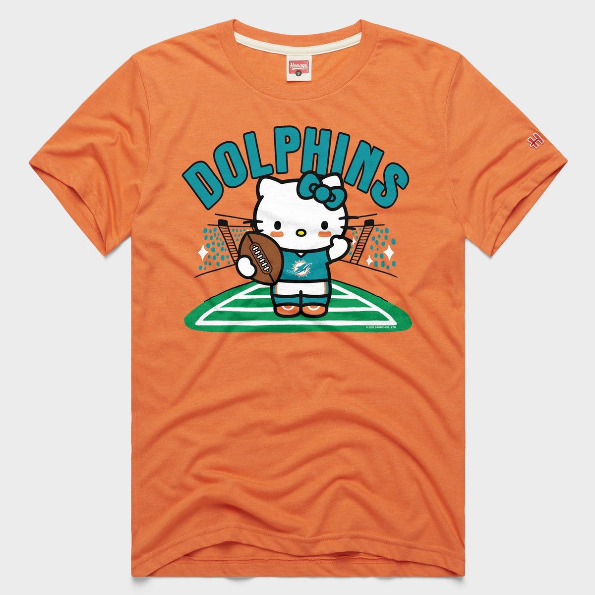 Hello Kitty x Miami Dolphins Football Tee (Adult- Unisex) Apparel HOMAGE Orange XS