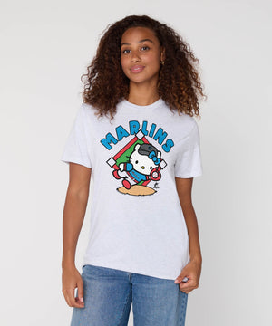 Hello Kitty x Miami Marlins Catch Tee (Adult- Unisex) Apparel HOMAGE