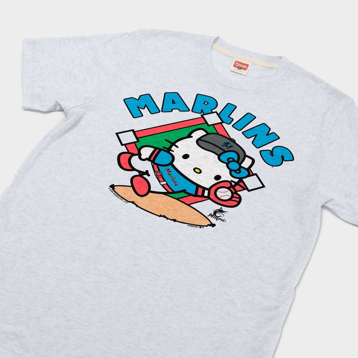 Hello Kitty x Miami Marlins Catch Tee (Adult- Unisex) Apparel HOMAGE