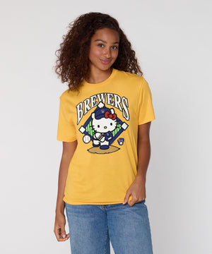 Hello Kitty x Milwaukee Brewers Pitch Tee (Adult- Unisex) Apparel HOMAGE