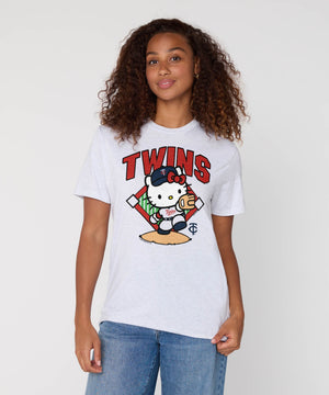 Hello Kitty x Minnesota Twins Throw Tee (Adult- Unisex) Apparel HOMAGE