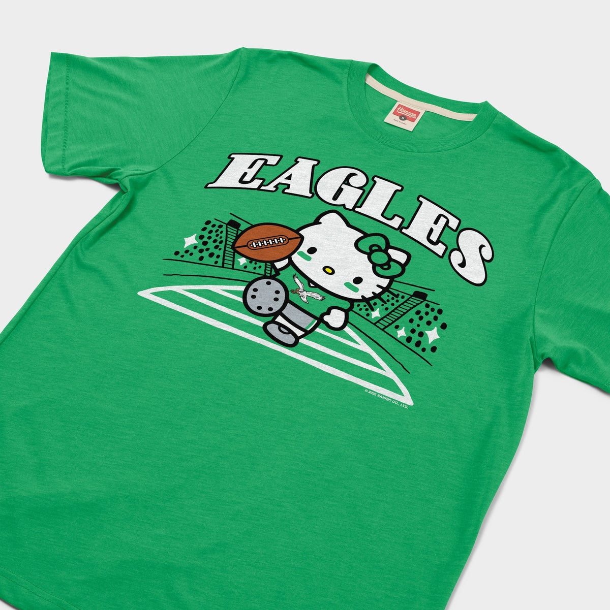Hello Kitty x Philadelphia Eagles Retro Touchdown Tee (Adult- Unisex) Apparel HOMAGE