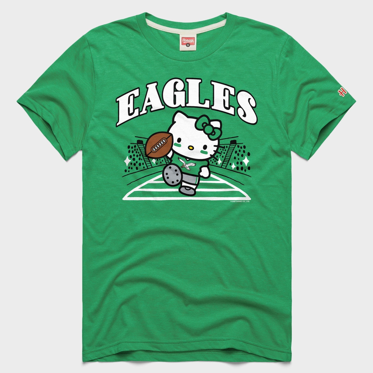 Hello Kitty x Philadelphia Eagles Retro Touchdown Tee (Adult- Unisex) Apparel HOMAGE Green XS