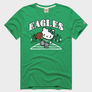 Hello Kitty x Philadelphia Eagles Retro Touchdown Tee (Adult- Unisex) Apparel HOMAGE Green XS