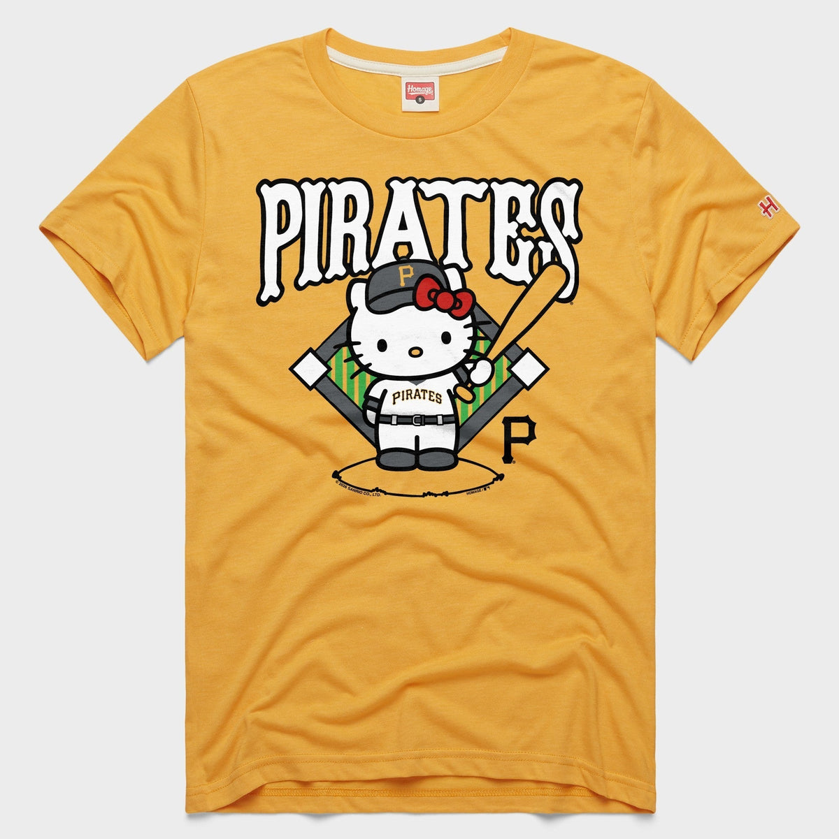 Hello Kitty x Pittsburgh Pirates Batter Tee (Adult- Unisex) Apparel HOMAGE Gold XS