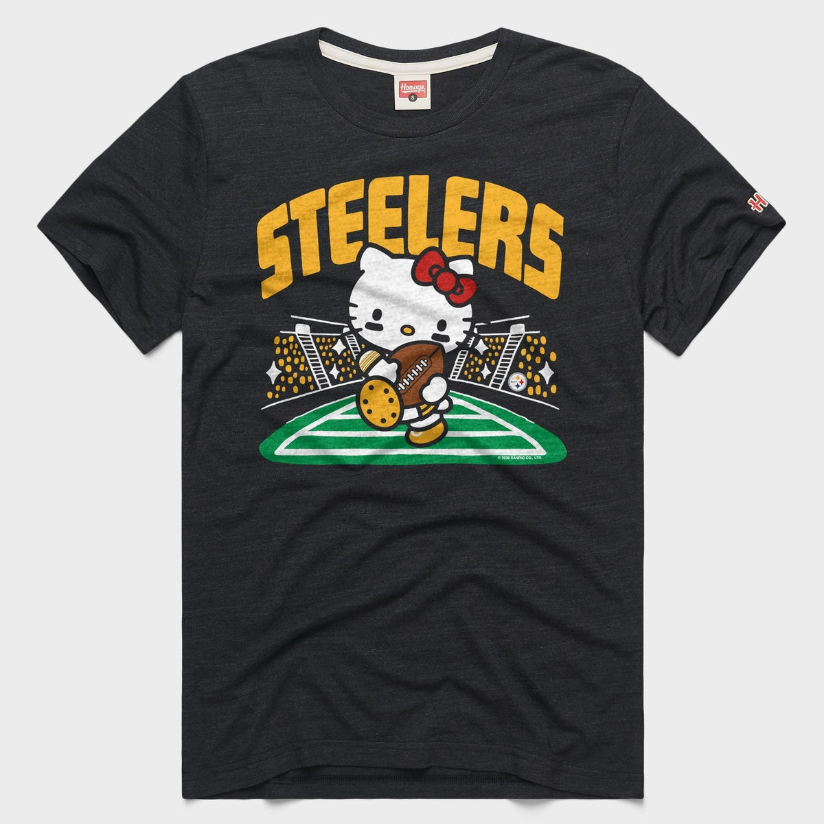 Hello Kitty x Pittsburgh Steelers Rush Tee (Adult- Unisex) Apparel HOMAGE Charcoal XS
