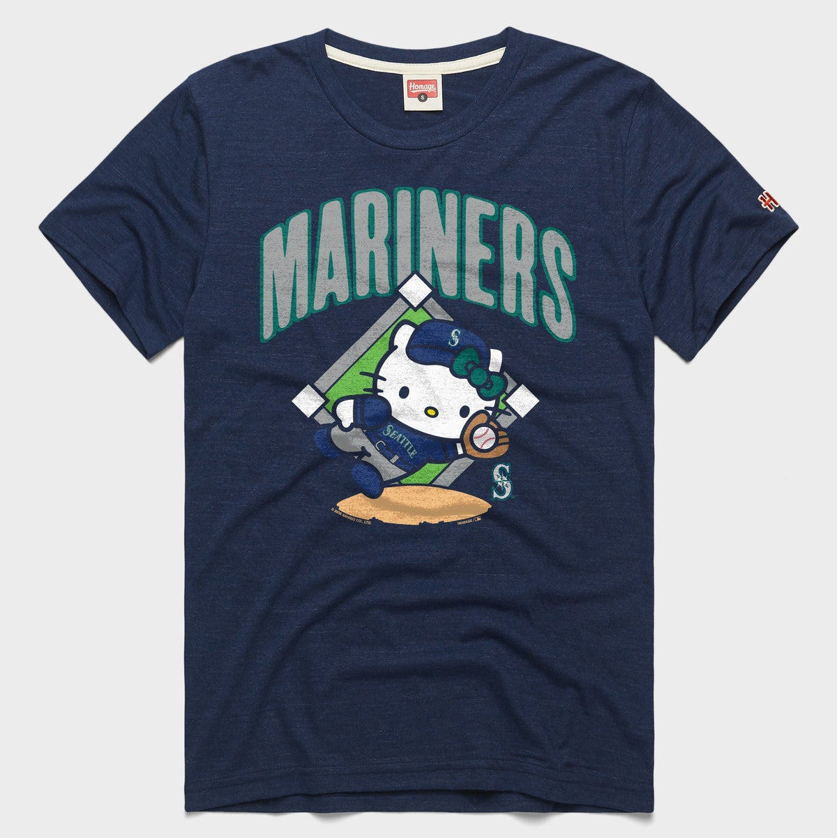 Hello Kitty x Seattle Mariners Catch Tee (Adult- Unisex) Apparel HOMAGE Navy XS
