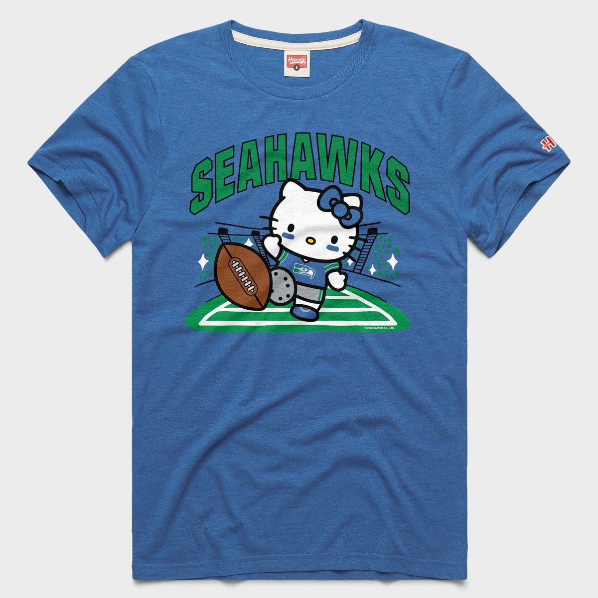 Hello Kitty x Seattle Seahawks Retro Kickoff Tee (Adult- Unisex) Apparel HOMAGE Royal Blue XS