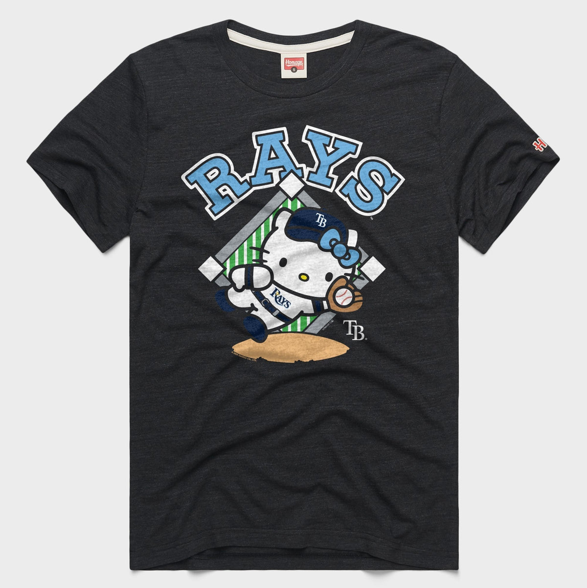 Hello Kitty x Tampa Bay Rays Catch Tee (Adult- Unisex) Apparel HOMAGE Charcoal XS