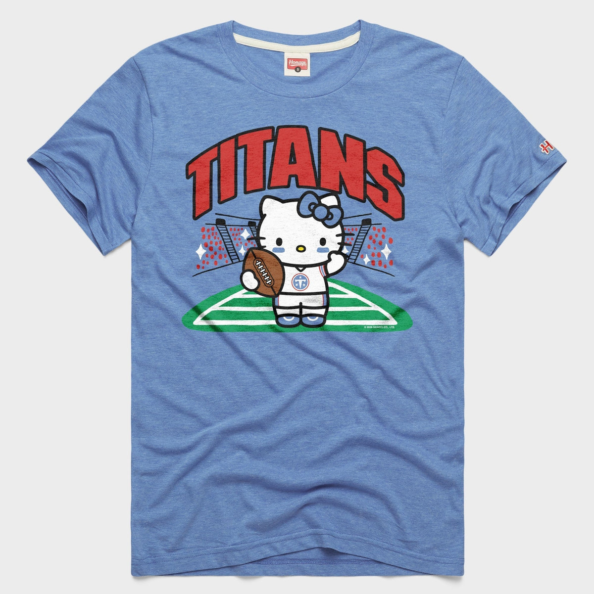 Hello Kitty x Tennessee Titans Football Tee (Adult- Unisex) Apparel HOMAGE Light Blue XS