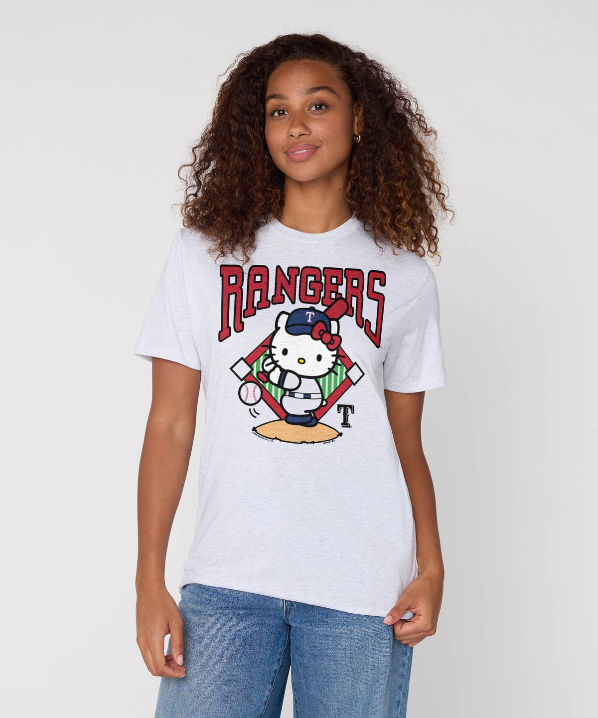 Hello Kitty x Texas Rangers Swing Tee (Adult- Unisex) Apparel HOMAGE