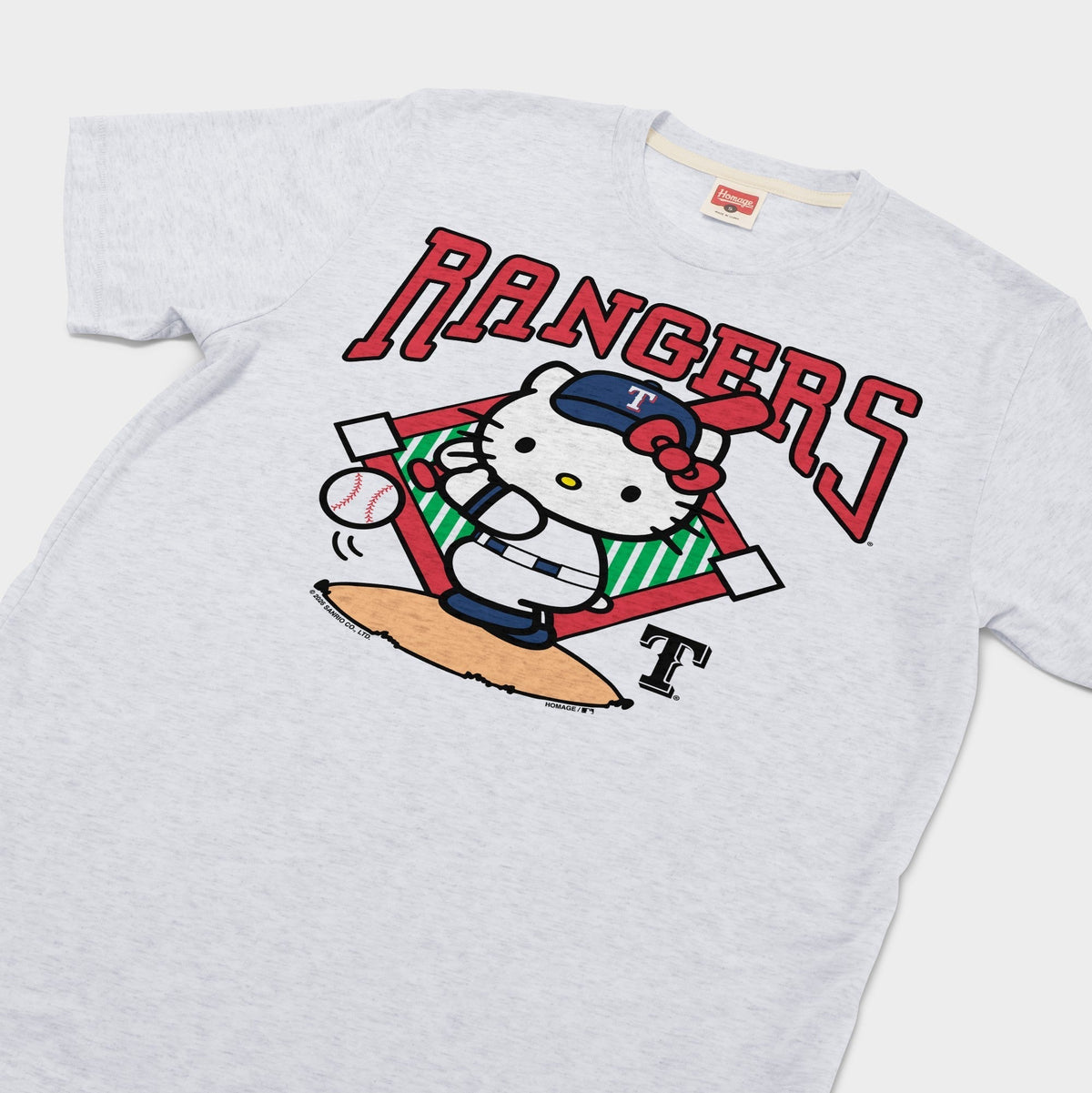 Hello Kitty x Texas Rangers Swing Tee (Adult- Unisex) Apparel HOMAGE