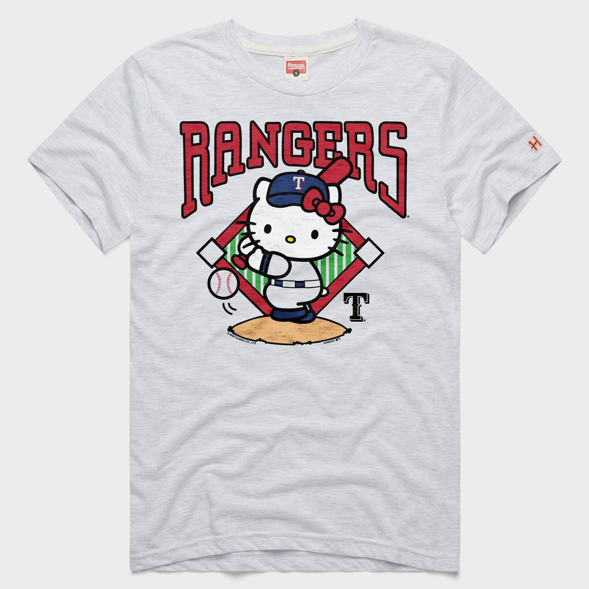 Hello Kitty x Texas Rangers Swing Tee (Adult- Unisex) Apparel HOMAGE Ash XS