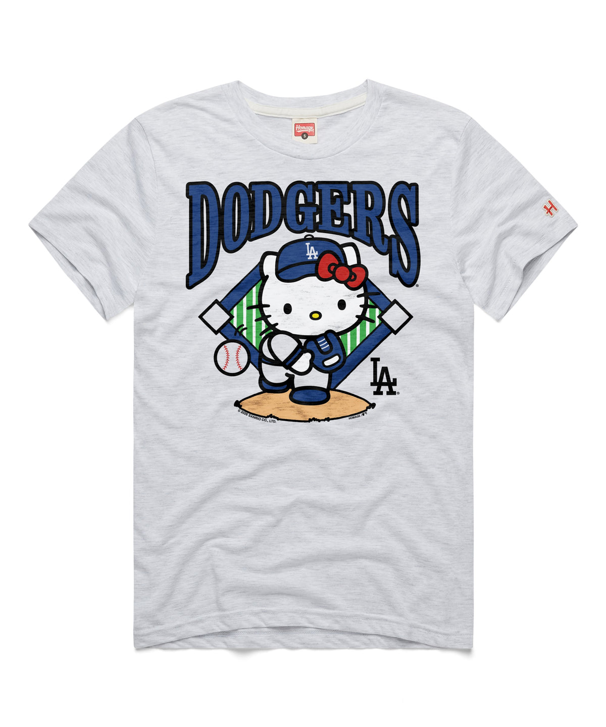 Hello Kitty x Los Angeles Dodgers First Pitch Tee (Adult - Unisex) Apparel Homage LLC