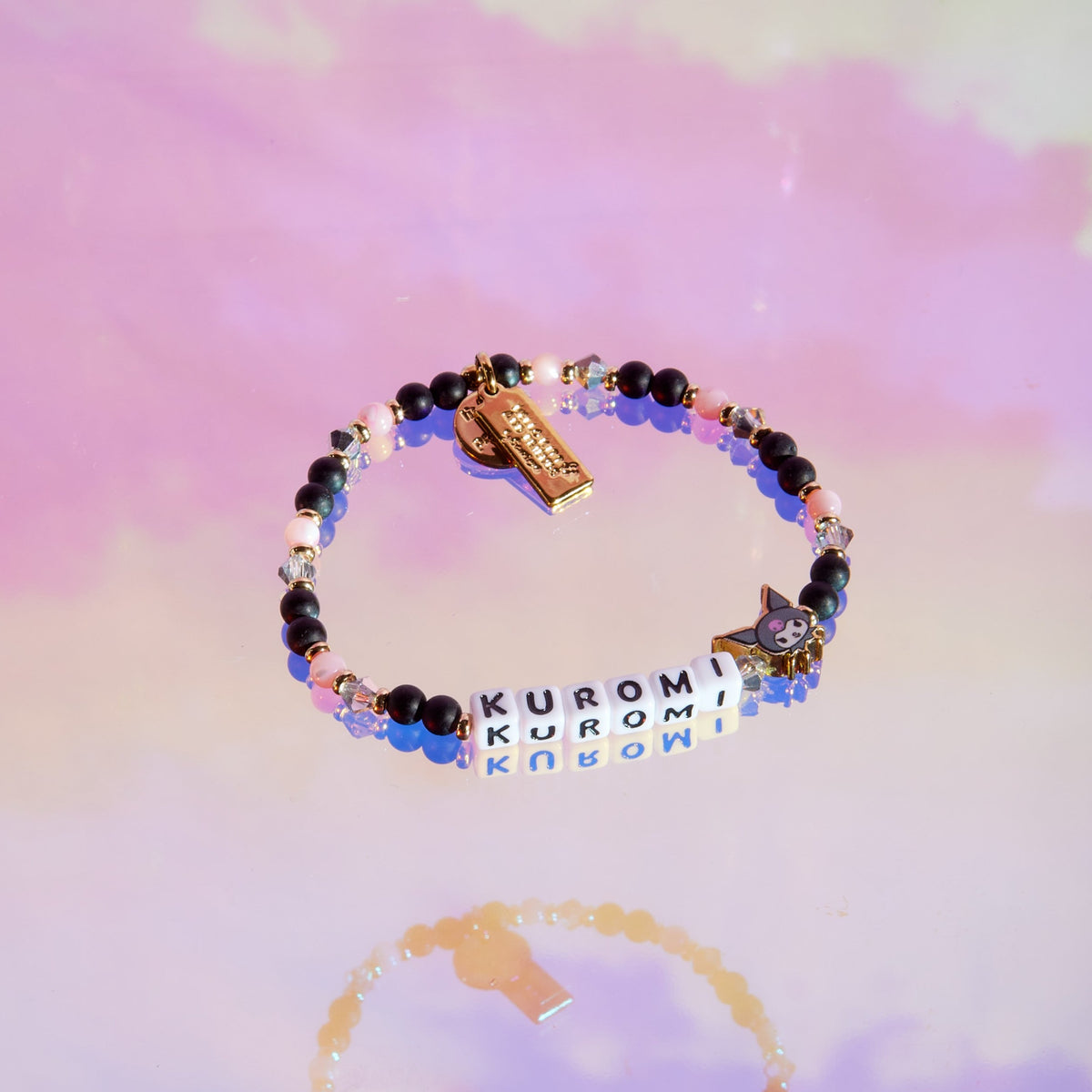 Gerecycled stalen armband met paarse kralen | -NL Gerecycled stalen armband met paarse kralen | -NL