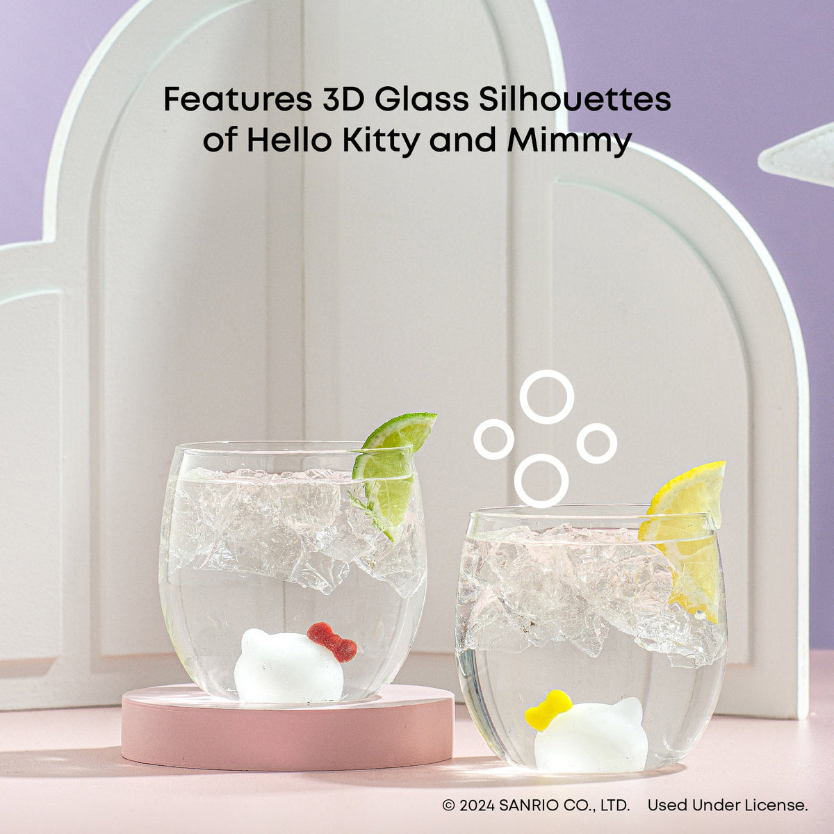 Hello Kitty and Mimmy 3D Icon Short Drinking Glasses (Set of 2) Home Goods JoyJolt