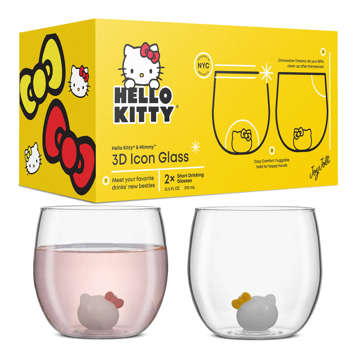 Hello Kitty and Mimmy 3D Icon Short Drinking Glasses (Set of 2) Home Goods JoyJolt