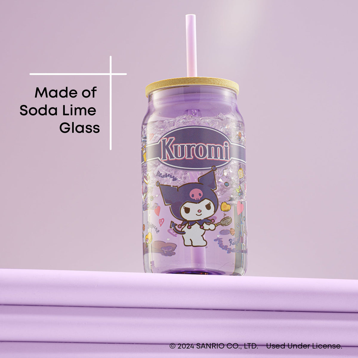 Kuromi Favorite Flavor Lidded Glass Tumbler
