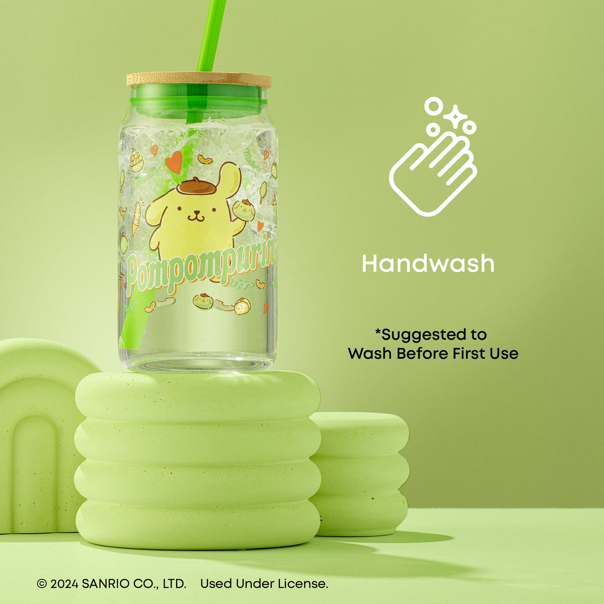Pompompurin Favorite Flavor Lidded Glass Tumbler