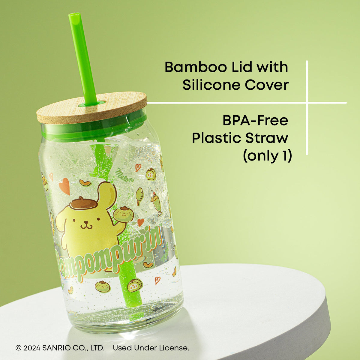 Pompompurin Favorite Flavor Lidded Glass Tumbler