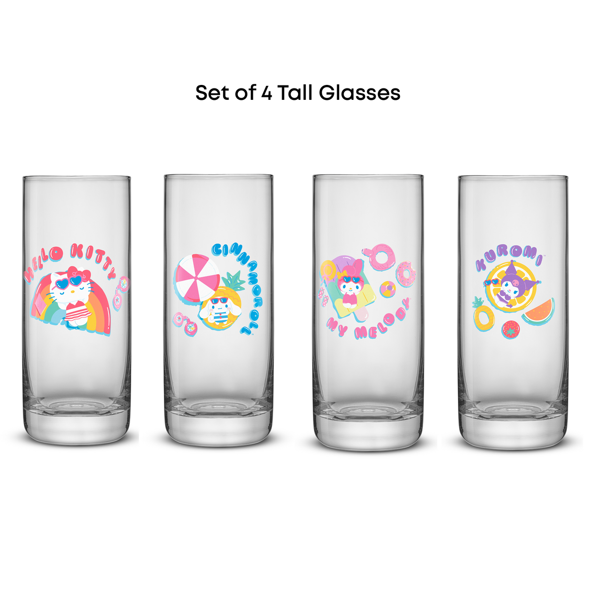 Hello Kitty and Friends Pool Party Tall Drinking Glasses Home Goods JoyJolt